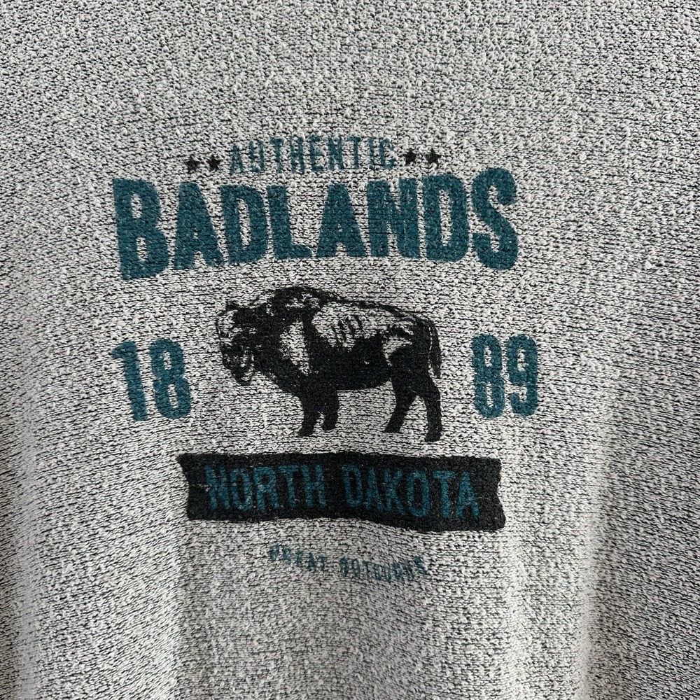 Kids Unisex Badlands ND‎ Hooded Sweatshirt Terry Cloth Gray Buffalo XL Cotton - Picture 4 of 10
